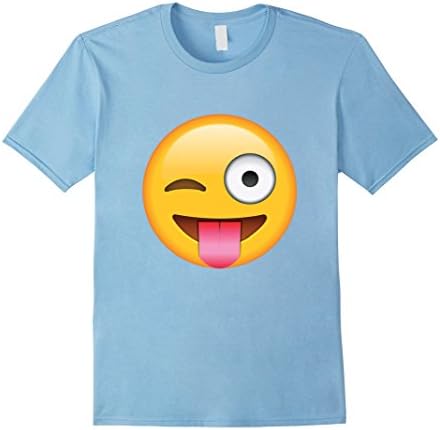 Mens Sticking Tongue Out Wink Face Emoji T Shirt 2XL Baby Blue
