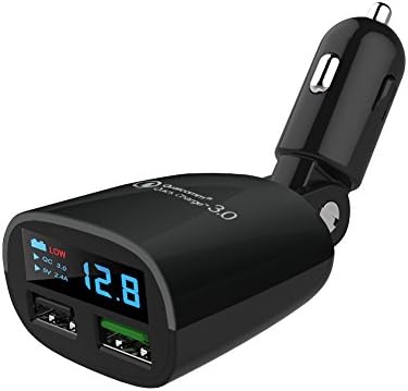 TINCINT Car Charger, Quick Charge 3.0 Dual USB Car Phone Charger with Car Voltage Monitor LED Display Compatible with ios Android Devices iphone Samsung Galaxy and More (Black)