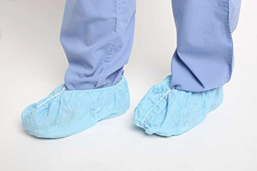 MediChoice Shoe Covers, Disposable, Fluid-Resistant, Slip-Resistant, Durable Elastic Band, Spunbond Meltblown, XL, Blue (Box of 100)