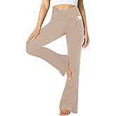 ZOOSIXX Black Flare Yoga Pants for Women, Crossover Soft Bootcut Leggings