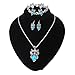 Paxuan Womens Vintage Owl Turquoise Jewelry Sets Retro Silver Turquoise Owl Pendant Necklace Drop Earrings Link Bracelet Set (Turquoise)