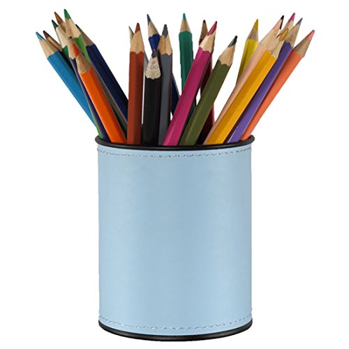 Pen Holder, Zubita Office Desk Organizer PU Leather Cylindrical Pencil