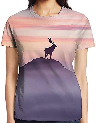 FJPUTAIN Women's Crew Neck Casual T Shirt Lord Of His Domain Comfort Soft T-Shirt Short Sleeves Creative 3D Printed Graphic