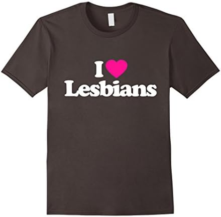 Men's I Love Heart Lesbians Funny T-Shirt Small Asphalt