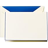 Crane &amp; Co. Regent Blue Bordered Ecruwhite Note with Liner (CF1430)