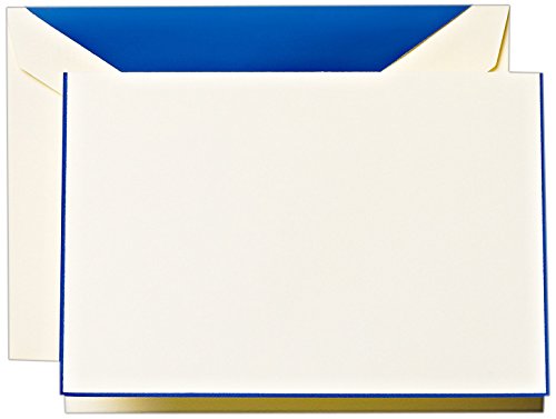 Crane & Co. Regent Blue Bordered Ecruwhite Note with Liner (CF1430)