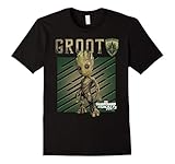 Mens Marvel Guardians Vol. 2 Baby Groot Shield Graphic T-Shirt XL Black