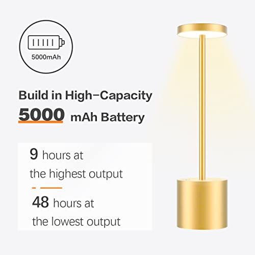Hapfish Wireless Touch Bedside Lamp, 5000mAh 2PCS Rechargeable LED Table Lamp, Powerful USB Battery Desk Light, 3 Color Temperatures, for Bedside Office, Restaurant, Outdoor