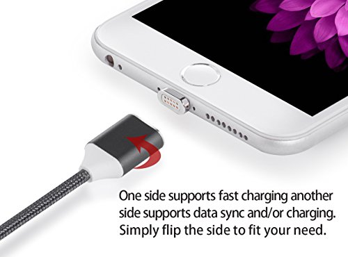 Digital Ant Gen3 Nylon Braided Super Magnetic Charging and Data Transfer Cable for i-Product. Magnetic Charging Cable or Magnetic Charging Cord for iPhone and iPad. (3.3 Feet-Gray-Twin Pack)