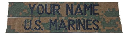 2 pieces WOODLAND MARPAT Name Tape &amp; US Marines USMC Tape, Sew-On (without Fastener)