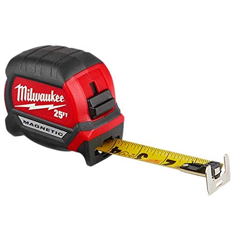 Milwaukee 48-22-0325 25ft Compact Wide Blade Magnetic Tape Measure - 15ft Reach, Jobsite Tough