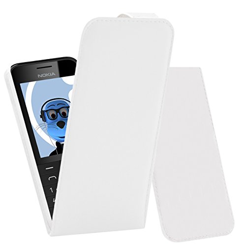 iTALKonline Nokia Asha 208 White PU Leather Executive Multi-Function Vertical Flip Wallet Case Cover Organiser