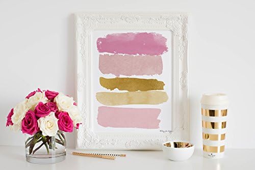 Watercolor Abstract Design, Paint Strokes with Pink, Gold, and Brown, Home Decor, Nursery Wall, Home Office, Little Girl's Bedroom, Baby Shower Gift
