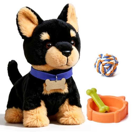 TUMAMA Electric Voice-Activated Control Toy Dog, Interactive Walking Barking Puppy Toy, Soft Fluffy Stuffed Dog, Perfect Festival Birthday Gift for Kids