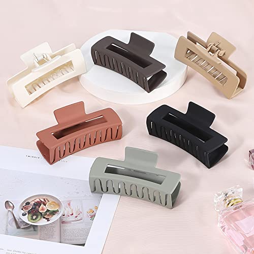 Sisiaipu 4 Inch Big claw Hair Clips 6 Pcs for Thick Hair Large Rectangular Claw Clips for Women and Girls Big Nonslip Acrylic Banana Jaw Clips Hair Accessories