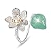 Lotus Fun S925 Sterling Silver Flower Ring Lotus Whispers Open Ring Handmade Natural Jewelry Unique Gifts for Women (Green)