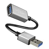 KabelDirekt - USB A 3.0 Extension Cable - 6 inches - (Connect USB A to Socket USB A, Suitable for All USB A Ports, Black, Space Gray) - Pro Series