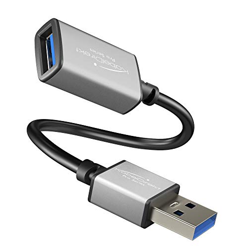 KabelDirekt - USB A 3.0 Extension Cable - 6 inches - (Connect USB A to Socket USB A, Suitable for All USB A Ports, Black, Space Gray) - Pro Series