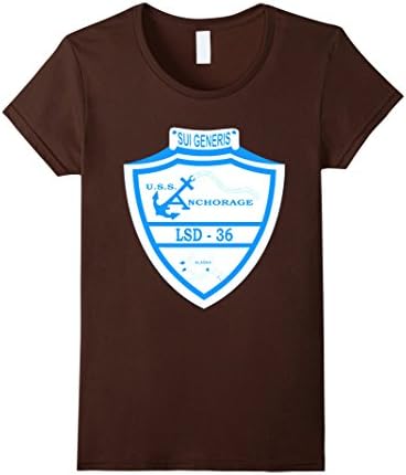 Womens USS - Anchorage (LSD-36) T-Shirt Large Brown