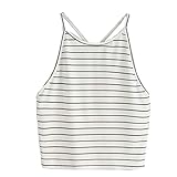 Gotd Women Fashion Halter Sleeveless Tank Top T-Shirt Blouse Tee (L, White)