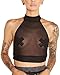 iHeartRaves Black Sheer Mesh Halter Crop Top Shirt (One Size)