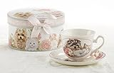 Delton Products Cats & Dogs Porcelain Tea Cup & Saucer in Gift Box