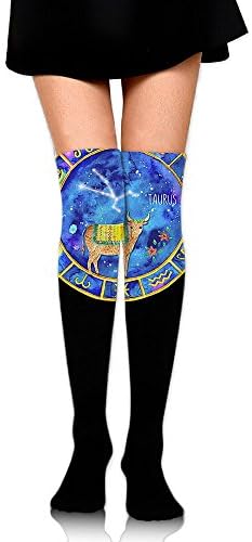 Women Thigh High Socks Over Knee Taurus Constellation Zodiac Sign Extra Long Tube Dress Legging Slim Look
