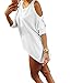 Papijam Womens Cold Shoulder Solid Casual Irregular Tunic Blouse T-Shirt White XS 998468704X Book Cover