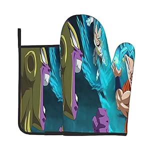 Xiaoxian Dra-gon Ba-ll Z 99 Hittebestendige Keukenovenhandschoenen, ovenhandschoenen en potdekselhandschoenen veilig…