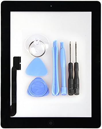 RabbitStorm Digitizer Touch Screen Front Glass Assembly for ipad 3 black Home Button + Camera Holder + PreInstalled Adhesive with tools kit