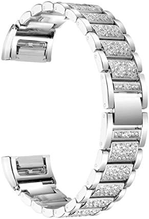 VIWO Fitbit Charge 2 Band,Charge2 Metal Adjustable Replacement Bands Bracelet Strap Belt Silver/Rose Gold for Fitbit Charge2 Large,Small (Silver)