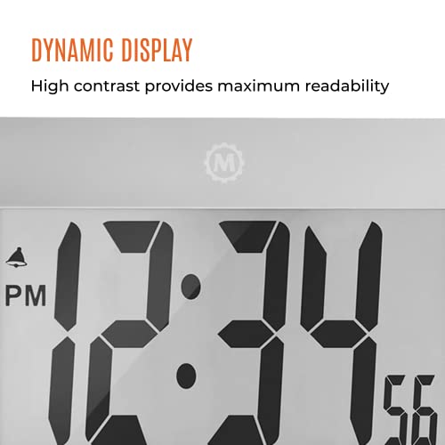 MARATHON Large Digital Wall Clock with 8” Display, Graphite Gray Easy