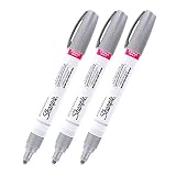 Sharpie Oil-Based Paint Marker, Medium Point, Metallic Silver Ink, Pack of 3