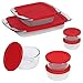Pyrex Easy Grab 14-Piece Glass Baking Dish Set with Lids, Glass Food Storage Containers Set, Non-Toxic, BPA-Free Lids, Bakeware Set