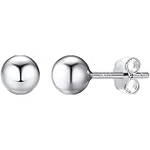 PROSILVER 925 Sterling Silver Ball Stud Earrings, Hypoallergenic for Sensitive Ears, Womens Flat Back Studs, 3mm/4mm/5mm/7mm, Come with Box