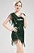 BABEYOND 1920s Flapper Dress Long Fringed Gatsby Dress Roaring 20s Sequins Beaded Dress Vintage Art Deco Dress Dark Green
