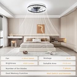 Mcestna Flush Mount Black Ceiling Fans with Lights
