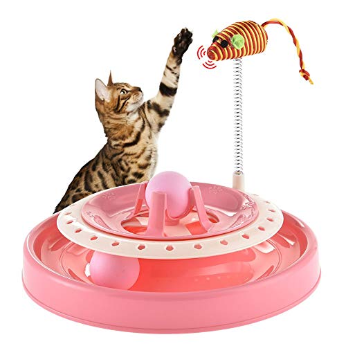 iHOO Cat Interactive Turbo Track Ball Toys Catch The Mouse Exercise Scratcher Roller Turntable Kitten Sway Toy Mental Physical Exercise Amusement Pet Supplies