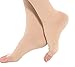 TOFLY® Thigh High Compression Stockings for Women & Men (Pair), Open Toe, Opaque 20-30 mmHg Graduated Compression Hose, Medical Compression Stockings for Varicose Veins, Edema, DVT, Travel,Beige L