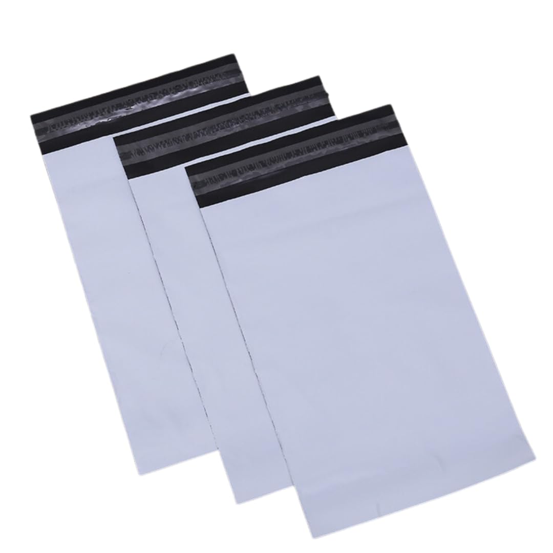 White Postage Bags – 100 Self Seal Mailing Waterproof Poly Mailers | for Packaging & Parcels | Lightweight, Tear-Resistant Postal Bags for Online Orders, Gifts & Office Use – (11" x 17" (28cm x 42cm))