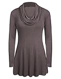 Meaneor Womens Cowl Neck Long Sleeve Pullover Sweater,X-Large,Brown