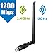 WiFi Adapter 1200Mbps, Whew USB Wireless Adapter Dual Band 2.4GHz/5GHz Channel, WiFi Network Adapter with USB 3.0 and 5dBi Antenna, Support Windows XP/Vista/7/8/8.1/10 Mac OS 10.4-10.12 Linux