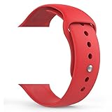 Juvnile Smart Watch Sport Band, Soft Silicone Replacement with Stainless Steel Pin (42mm, Red, Medium/Large (2Pcs))