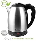 Electric Kettle, Caliente Kettle with stainless steel tea infuser- 1.7L Quick Boil Kettle (BPA-Free/FDA Certified/UL Approved).