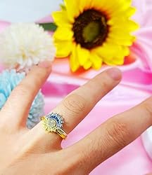 Gtrlums Celestial Sun and Moon Ring Set for