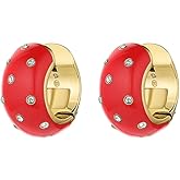 gorjana - Noel Shimmer Huggies -Red - 18K Gold Plating - Lightweight Helium Design - Secure Hinge Closure, Versatile Color Combo