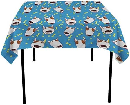Square Solid Polyester Tablecloth for Wedding Restaurant Party Coffee Shop Picnic Christmas, Adorable Bull Terrier, 70x70 inch