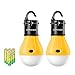 E-TRENDS Compact LED Lantern Tent Camp Light Bulb for Camping Hiking Fishing Emergency Lights, Battery Powered Portable Lamp, 2 Count, Yellow, Batteries Not Included