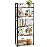 FURNINXS Bookshelf, 5 Tier Bookcase Tall, Storage