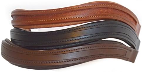 U Shape Black Empty Channel Padded Leather Browbands for Bridles, Decorate Swarvoski / Crystals (16" Full)